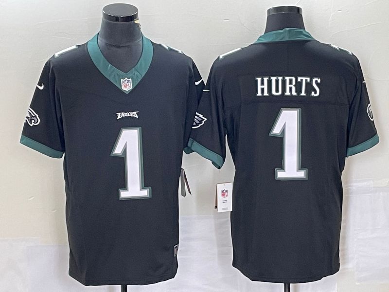 Men Philadelphia Eagles #1 Hurts Black 2023 Nike Vapor Limited NFL Jersey style 1->philadelphia eagles->NFL Jersey